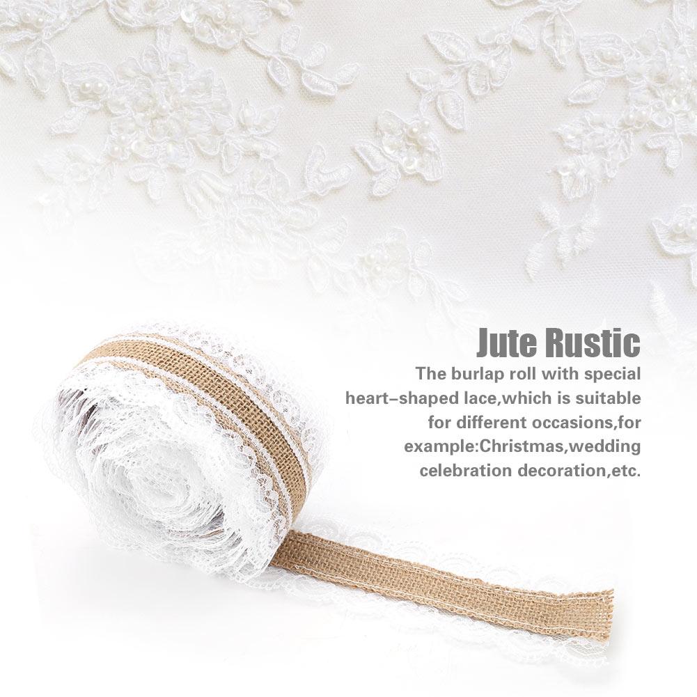 10 м рулон натурального джута с кружевом в форме сердца, ширина 6 см, мешковина для рождественской свадьбы