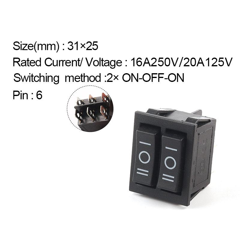 1 шт. двойной кнопочный переключатель света 31*25 мм 6-контактный 2/3-позиционный переключатель питания лодки ВКЛ-ВЫКЛ/ВКЛ-ВЫКЛ-ВКЛ 16A/250V 20A/125V KCD4