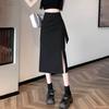 High-Waist Slit Midi Skirt for Women - Spring/Summer A-Line Bodycon Pencil Skirt with Designer Aesthetic