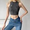 Women's Summer New Solid Colour Street Fashion Sleeveless Frosted Neckless Tank Top
