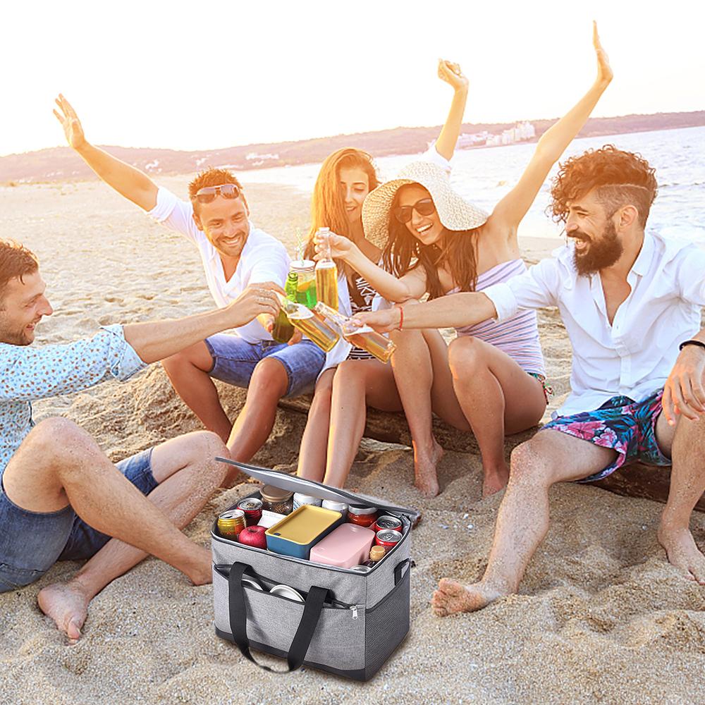 30L Insulated Cooler Bag Leakproof Lunch Cooler Tote Shoulder Bag for Picnic Beach Trip Camping