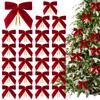 24 шт. Рождественские бархатные банты для поделок, Xmas банты на скручивающейся проволоке, Банты из ленты, Рождественские DIY поделки, Шитье, Скрапбукинг, Упаковка подарков