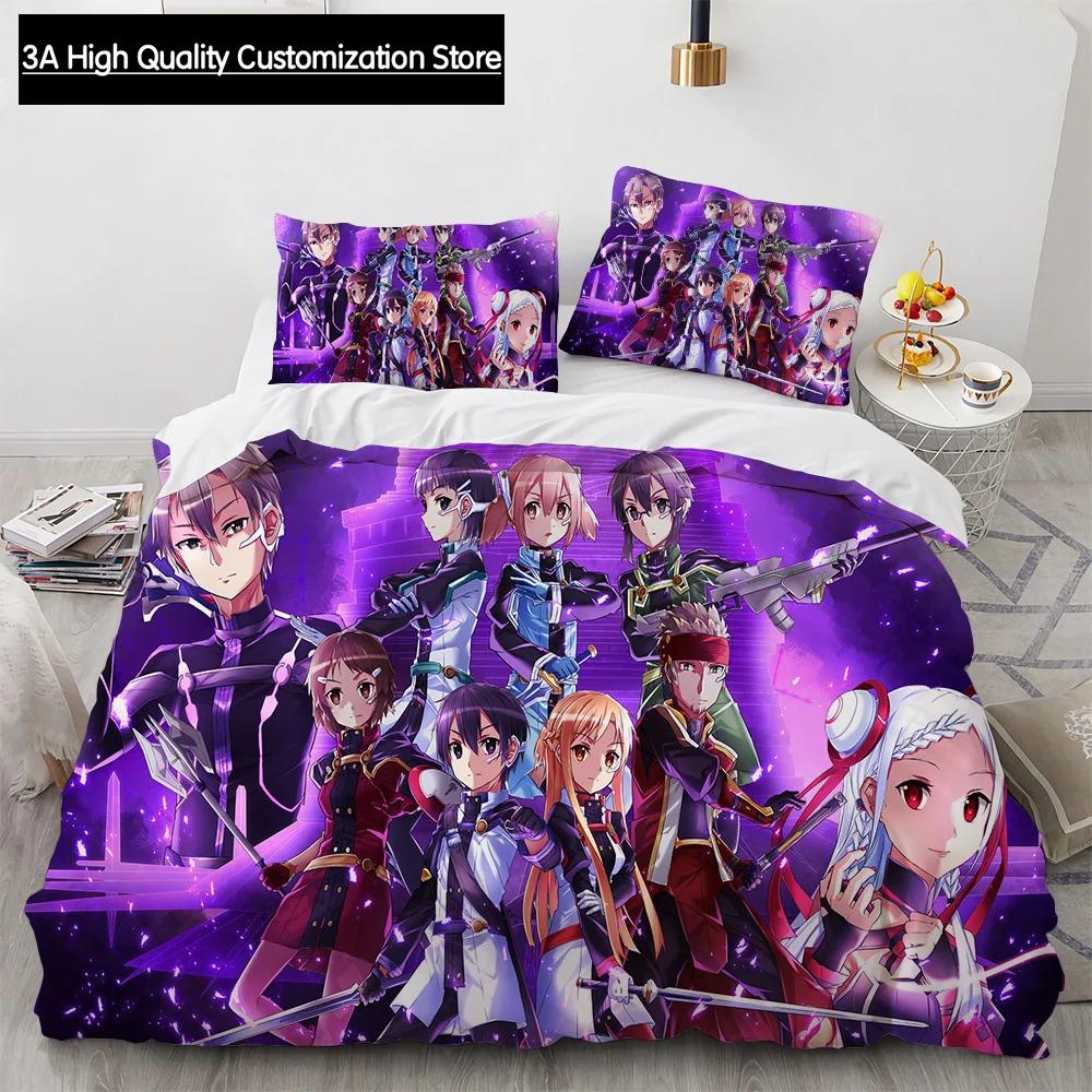 Набор постельного белья Sword Art Online Аниме Пододеяльники Размер King Queen Double Twin для Взрослых Мальчиков Постельное белье Односпальный Двуспальный Размер Декор Дом