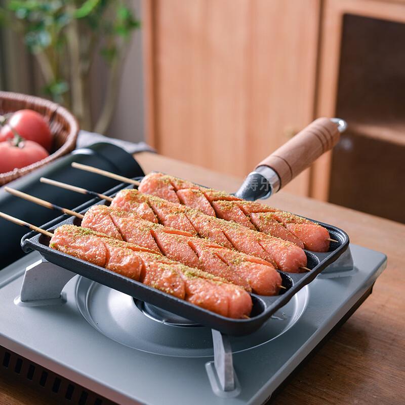 ZISIZ Cast Iron Vertical Double Sausage Grill Pan