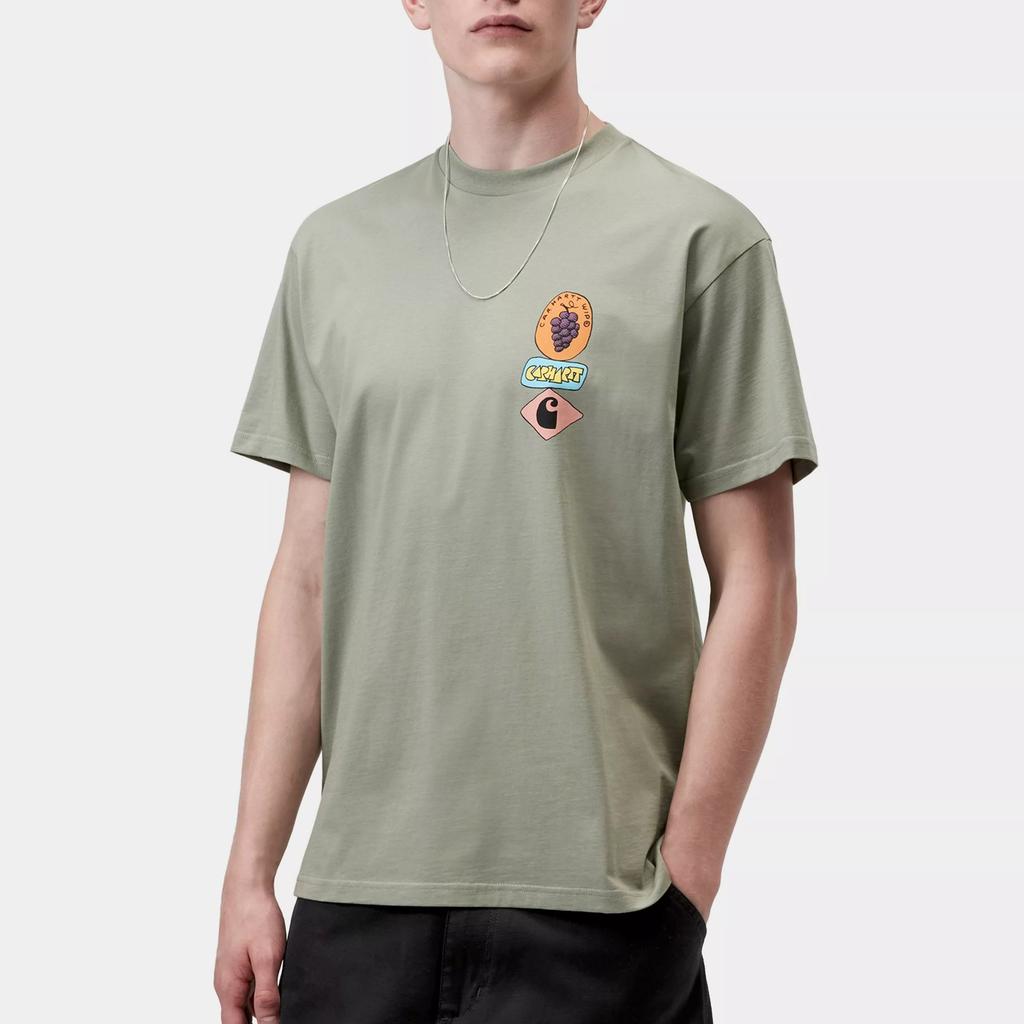 Carhartt WIP Удобная свободная футболка с графическим принтом "Виноградная гроздь", круглым вырезом и коротким рукавом, унисекс, I036902-3RF-XX