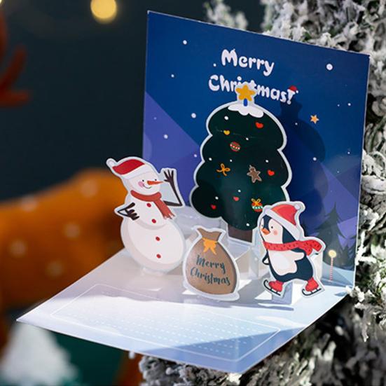 1 компл. Рождественская поздравительная открытка с Санта-Снеговиком и милым мультяшным принтом Клауса и лося, Рождественская открытка для