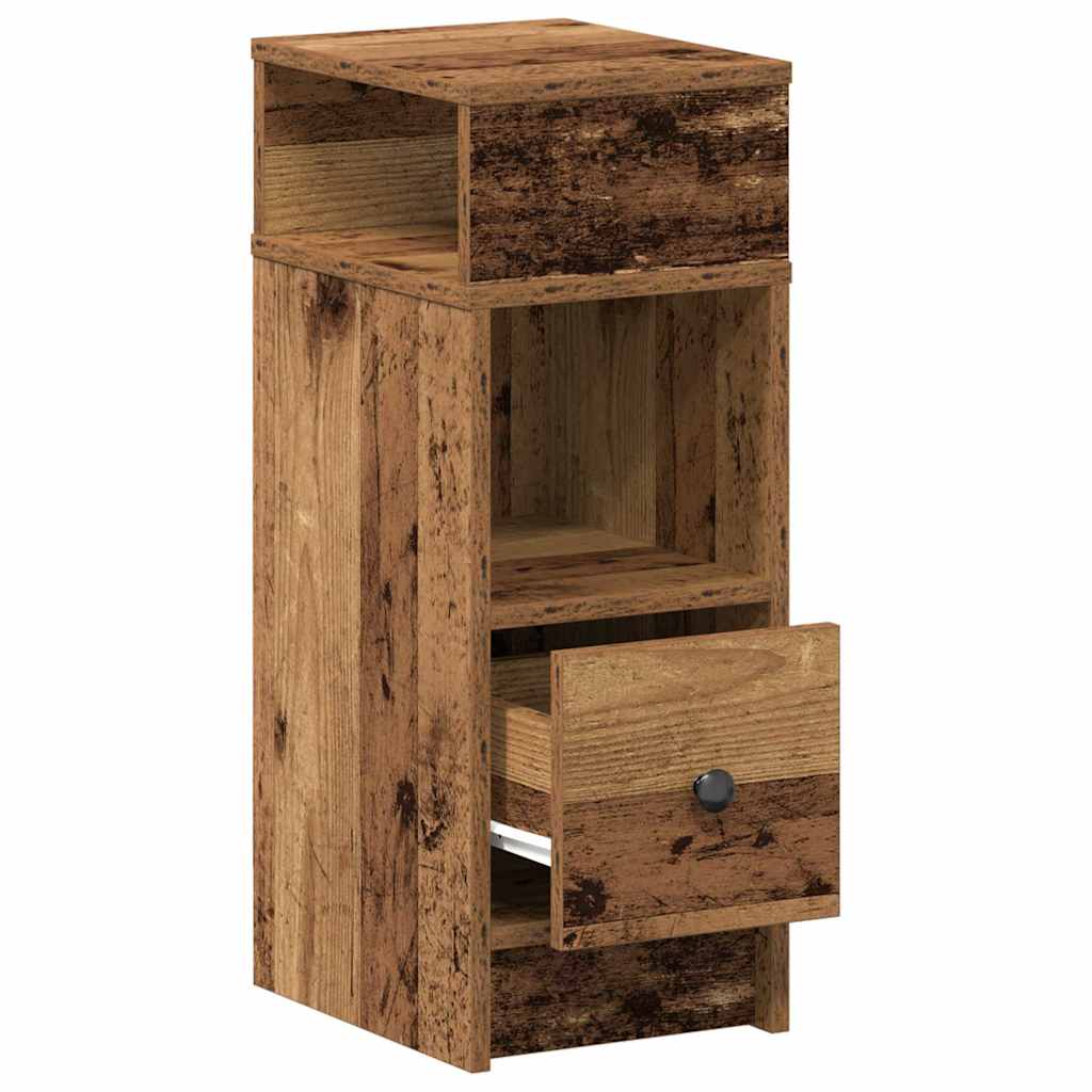 Nightstand with Drawer Rustic Wood Look 25 x 31 x 66 cm