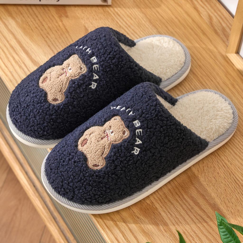 Non-slip and Antibacterial Cotton Slippers Autumn and Winter 2025 New Home Non-slip and Warm Couples Four-season Silent Slippers