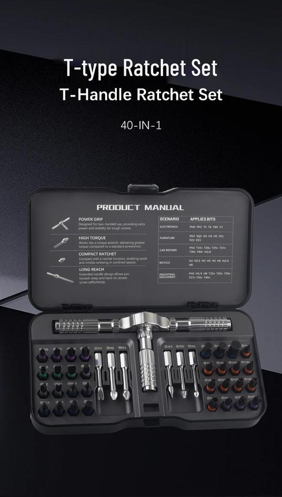 42-in-1 Multi-Functional Ratchet Screwdriver Set with High-Hardness S2 Steel Bits