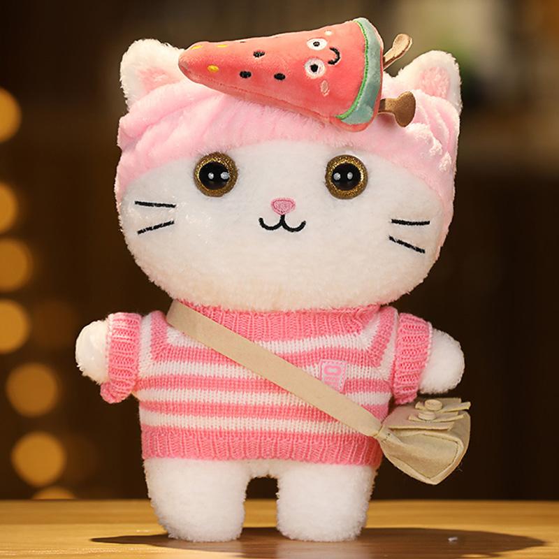 30 см Кафе Кот Маленькие Кошки Милая Подушка Плюшевая Игрушка Мягкая Кукла В Очках и Одежде Мультяшная Милая Игрушка