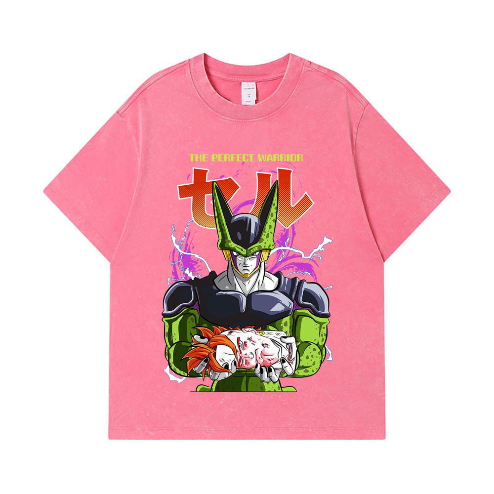275 GSM Washed T-shirts 100% Cotton Dragon Ball V46 Perfect Cell Print Unisex Heavy Cotton T Shirt