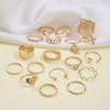 Vintage Gold Color Heart Rings Set For Women Men Fashion Hollow Star Pearl Crystal Geometric Rings Trendy Finger Jewelry Gifts