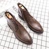 Модные Высококачественные Брендовые Зимние Новые Ботильоны Мужские Высокие Рабочие Ботинки Классические Трендовые Мужские Кожаные Деловые Туфли для Поездок на Работу