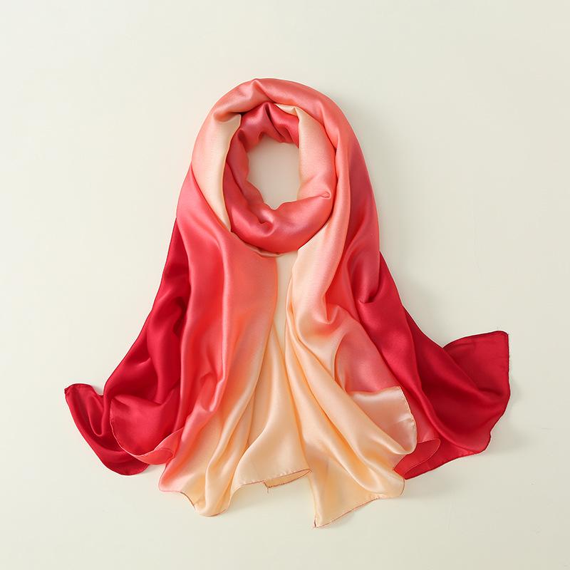 18 цветов новый градиентный шелковый шарф переходного цвета новый атласный шарф платок темперамент длинный женский платок сплошной цвет доступен для всех сезонов