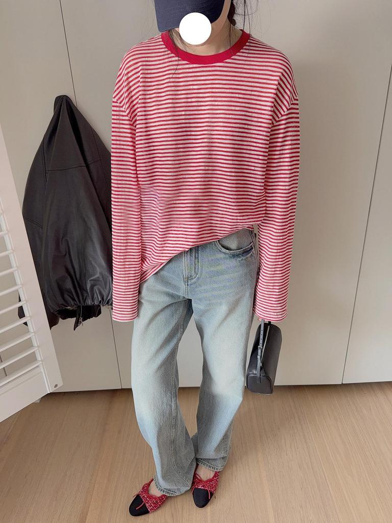 Colorful Striped See-Through Textured T-Shirt - Comfortable to Wear