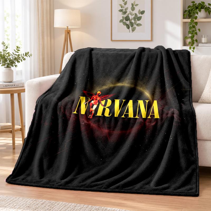 Теплый и уютный фланелевый плед с принтом Nirvana, покрывало для кровати, для домашнего декора