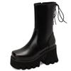 Sexy Ankle Boot for Women Platform 2025 Gothic Thick Punk Heels Lace-up Female Cowboys Boots Black Green Pink Winter Shoes