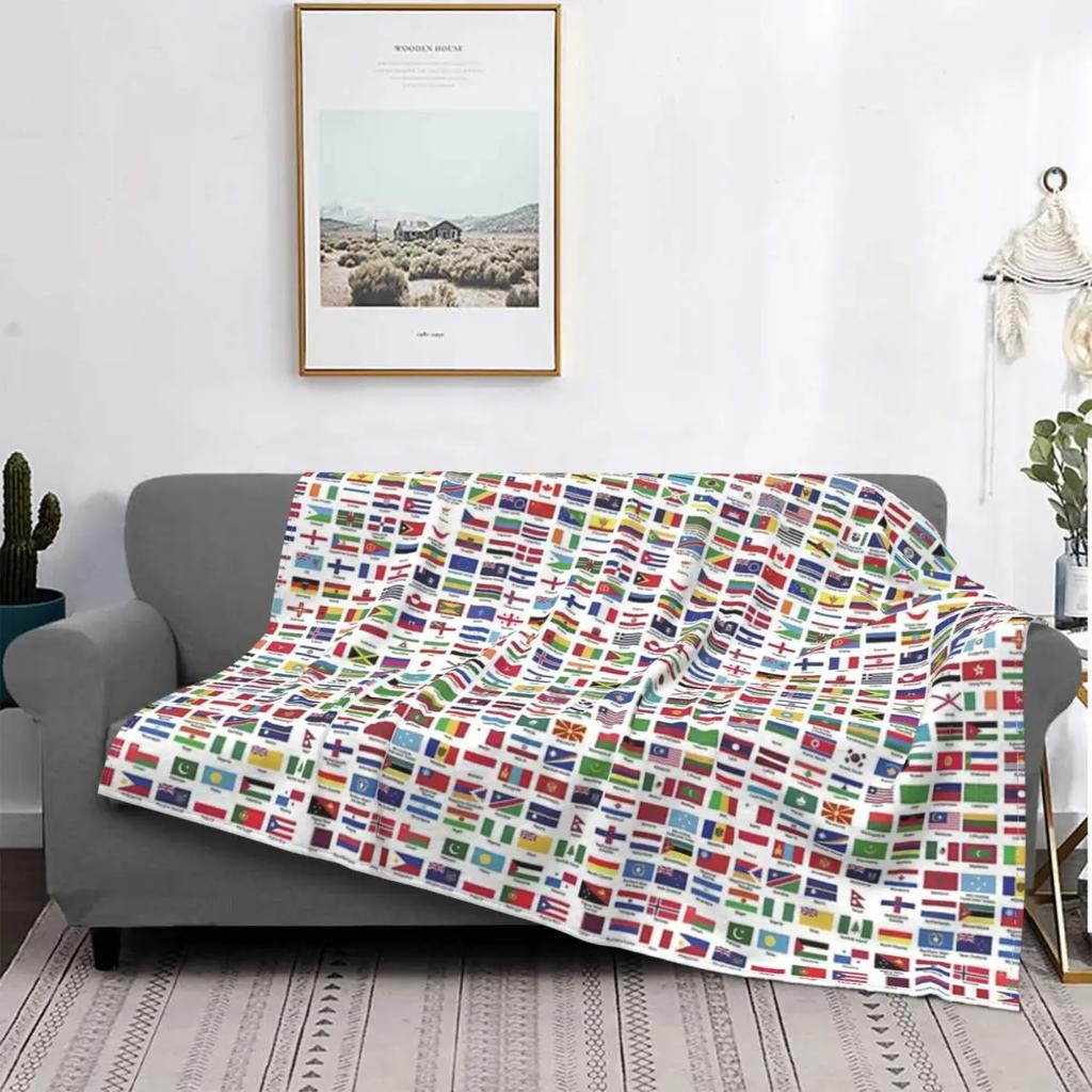 World Flag Blanket Warm Flannel Throw Blanket Flags of All Countries of The World Blankets for Bed Couch Sofa Home Decor Gifts