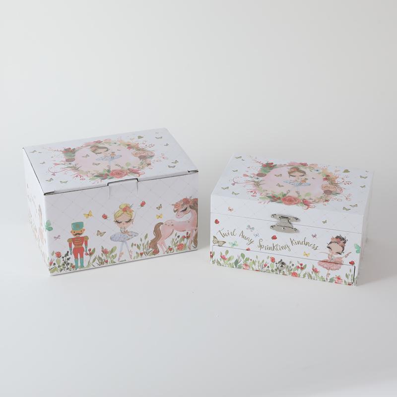 Custom Logo Unicorn Printed Musical Jewelry Box Eco-Friendly Durable Wooden Box for Kids Girls Birthday Gift