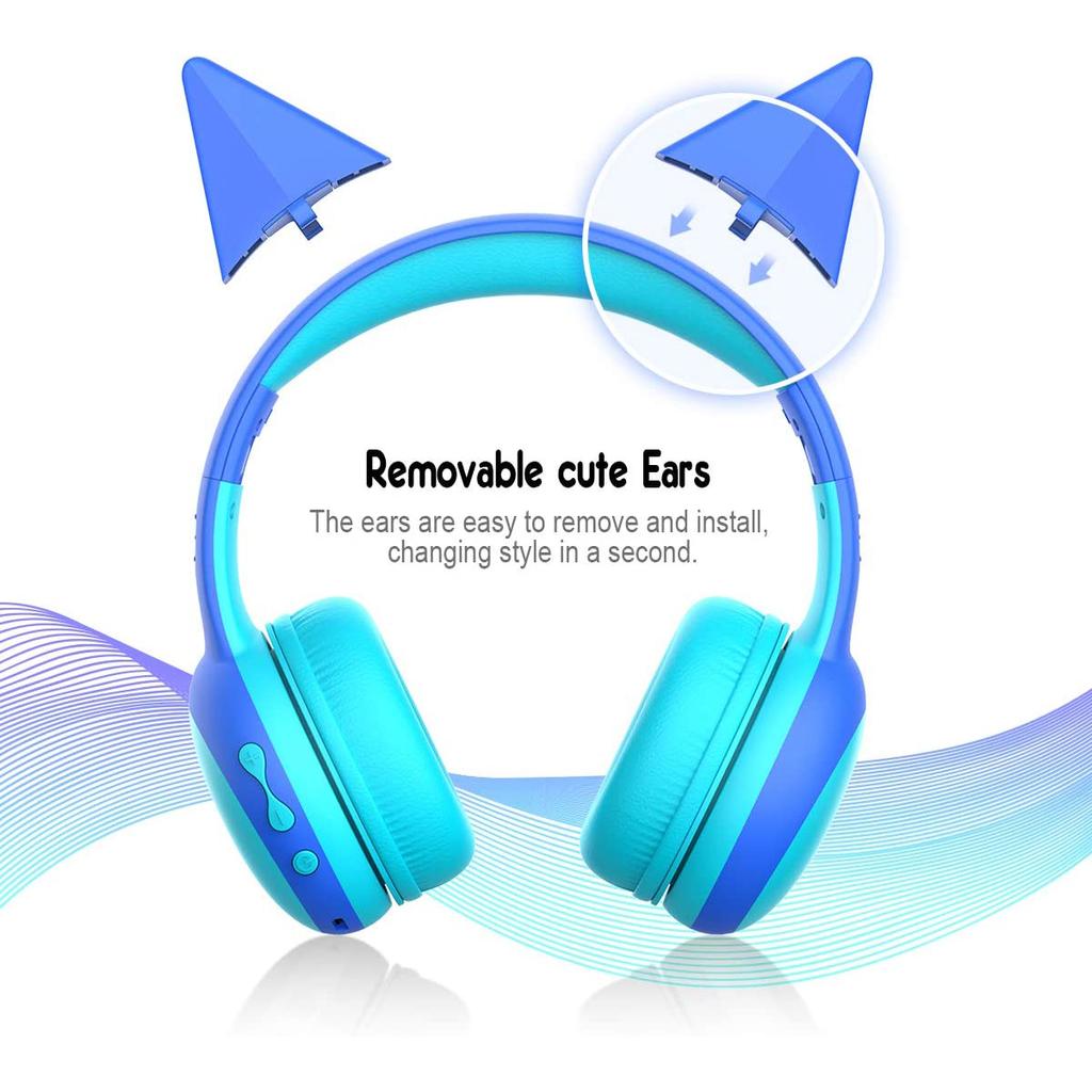 Детские наушники Bluetooth с микрофоном, детские беспроводные гарнитуры с защитой органов слуха с ограничением громкости 85 дБ, стереонаушники-вкладыши