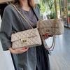 Fashion Women Plaid Leather Crossbody Bag Purses Ladies Designer Chain Strap Slung Shoulder Bags with Lock Closure