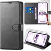 Case + 2 Tempered Glasses for Samsung Galaxy A34 5G, Black Leather Effect Case Magnetic Closure