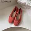 Fashion SUOJIALUN Spring New Women Flat Sheos Fashion Round Toe Shallow Slip on Ladies Ballerinas Shoes Soft Sole Outdoor Ballet Shoes