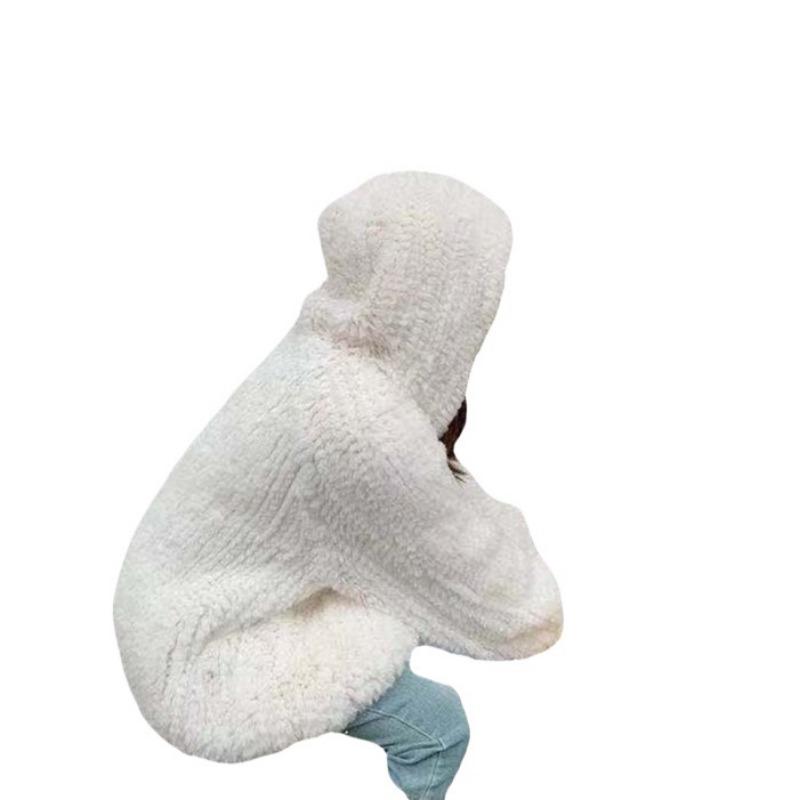 Искусственный мех осень и зима новое пальто женское имитация розового кролика мех с капюшоном тканый утолщенный свободный женская одежда верхняя одежда