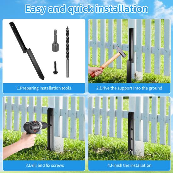 Fence Post Repair Kit Easy Installation Heavy Duty Steel Column for Enhanced Stability Fence Post Reinforcement Kit