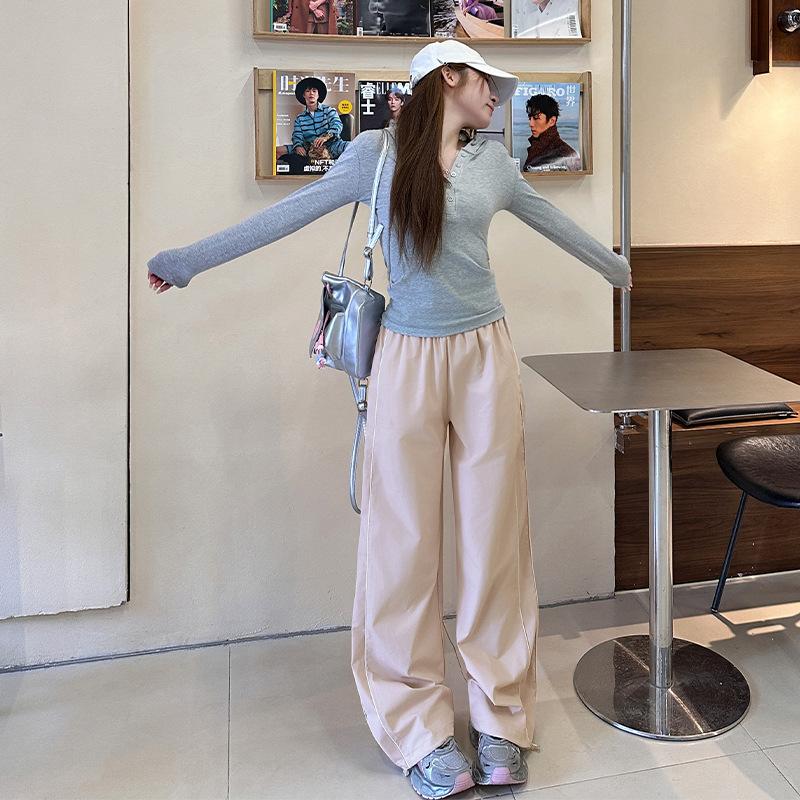 Gray Sweatpants Women's Summer Thin New Overalls Small Casual and Thin Wide-leg Quick-drying Pants