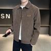Suede Autumn Jacket for Men's Spring and Autumn New Trendy Slim Body Clothes Leather Jacket Lapel Jacket for Men