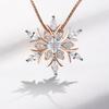Nano Sky Blue Rose Gold Color Electroplated Snowflake S925 Sterling Silver Necklace