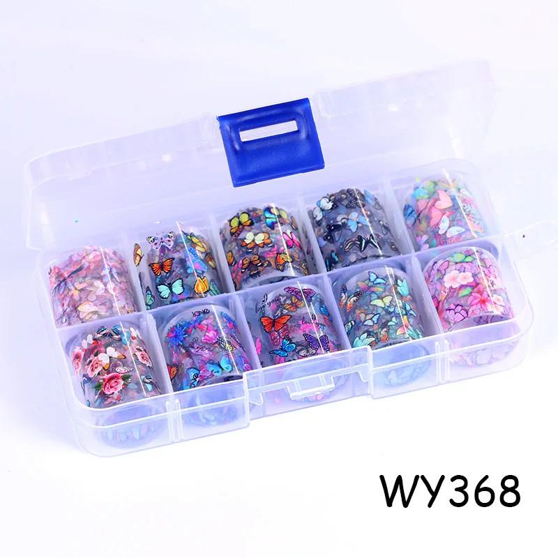 10 шт./кор. голографическая переводная фольга для ногтей, золотая пленка для слайдера, клейкая бумага, звездная наклейка для ногтей, набор для самостоятельного украшения