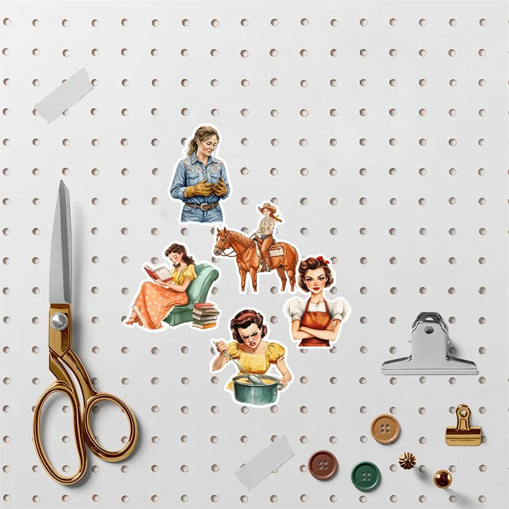 19pcs cute Watercolor Vintage fashion girl, housewife Stickers Diary Notebook Planner /Handbook DIY Letter Adesivos Flower Daily