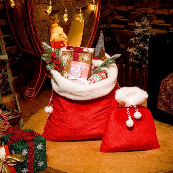 Рождественский бархатный мешок Санта-Клауса 12 X 16/20 X 28 дюймов Большой