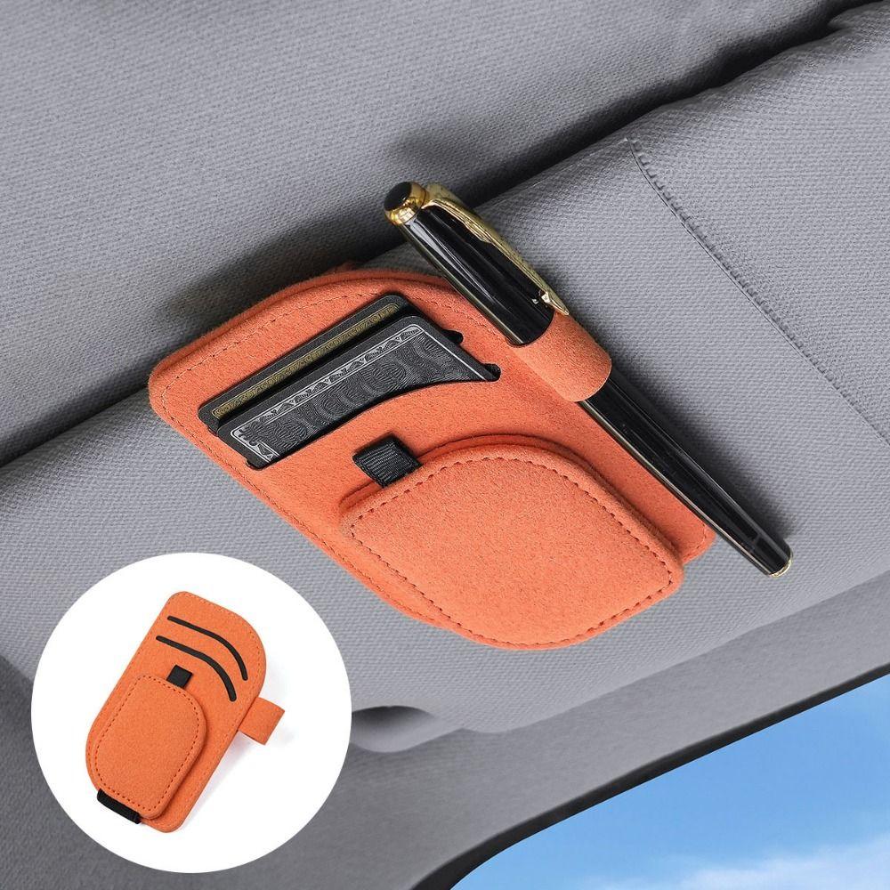 Magnetic Clip Magnetic Car Eyeglass Clips PU Leather Car Sunglasses Holder Auto Accessories