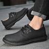 Fashion Mens Casual Shoes Lace Up Genuine Leather Business Office Oxfords Shoes Outdoor Fashion Antiskid Wear-Resistant Sneakers Shoes