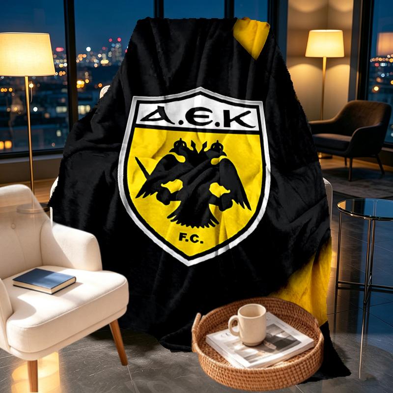 AEK Athens FC Print Blanket - Soft & Comfortable, for Bedroom, Travel, Sofa, Home Decoration - Birthday Christmas Gift for Friend