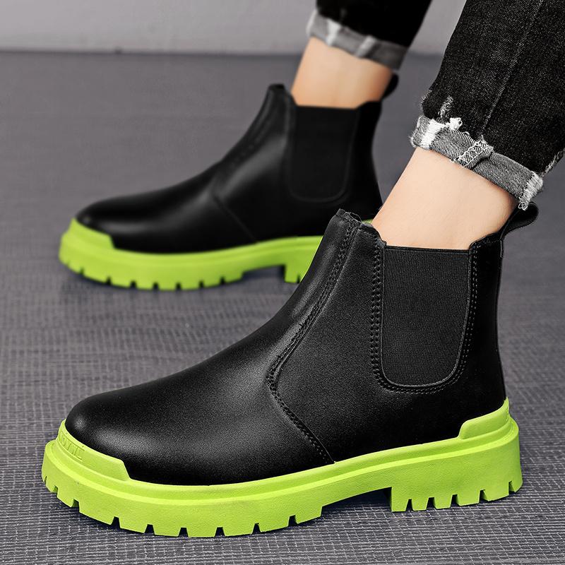 Модные недорогие осенне-зимние ботинки челси для мужчин, обувь для инструментов, высокие кожаные ботинки без застежек, удобные повседневные мужские ботильоны 2024