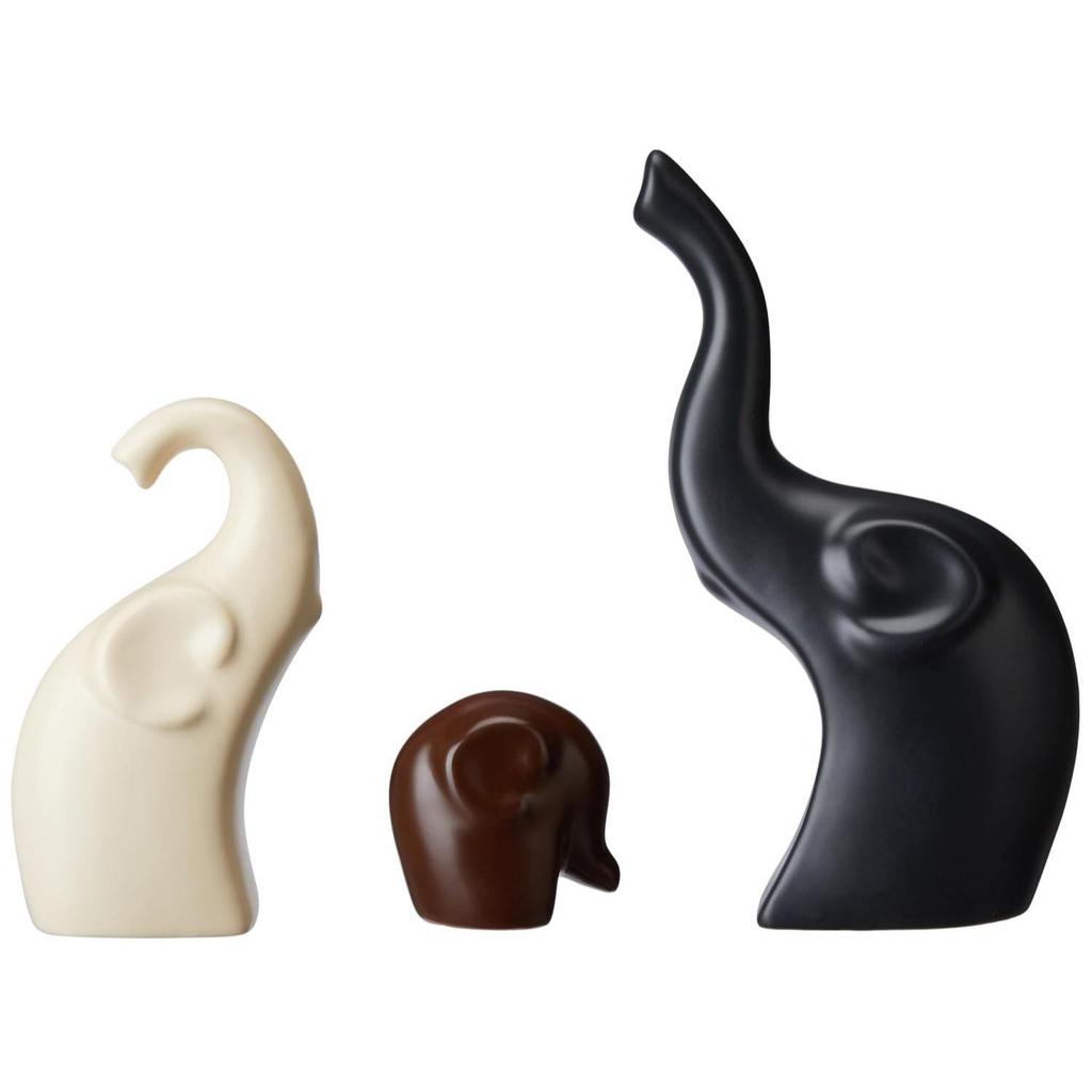 Home Décor Elephant Family Matte Finish Ceramic Fantasy Figures(Set of 3 Piece,Multicolor)