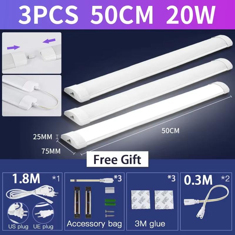 Светодиодная трубчатая лампа 110-220 В 10/20 В Кухонная лампа под шкаф Светодиодные ленты с кабелем-переключателем 1,8 м Для домашней спальни Внутреннее освещение