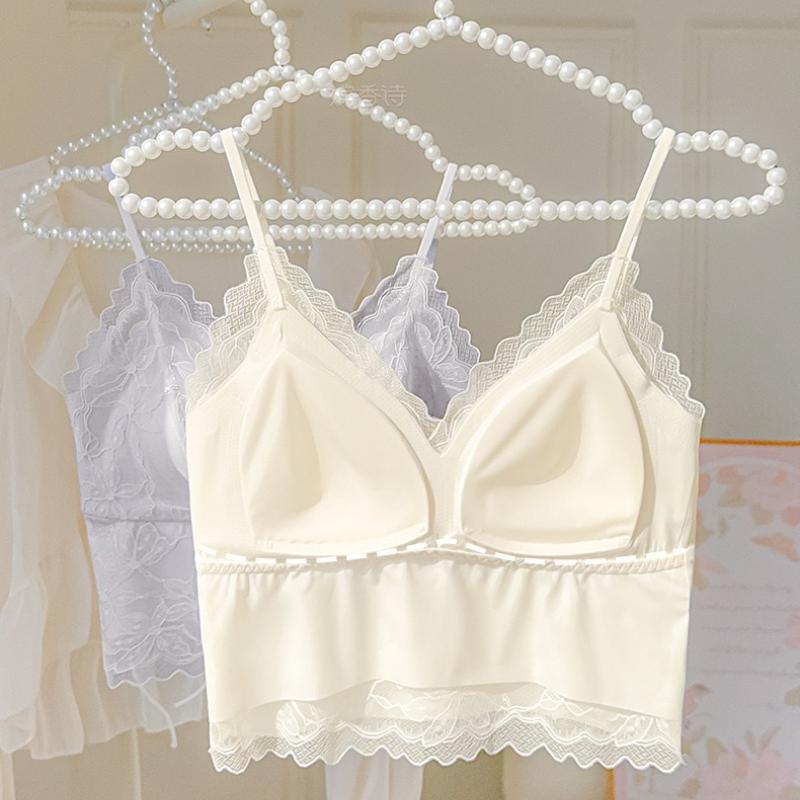 Women Lace Bras Top Comfortable Bralette Solid Color Sexy Underwear Vest Female Hollow Out Wireless Lingerie Seamless Bra
