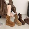 Fashion versatile retro temperament thin platform short boots women's autumn and winter new pleated feeling with coat fashion boots