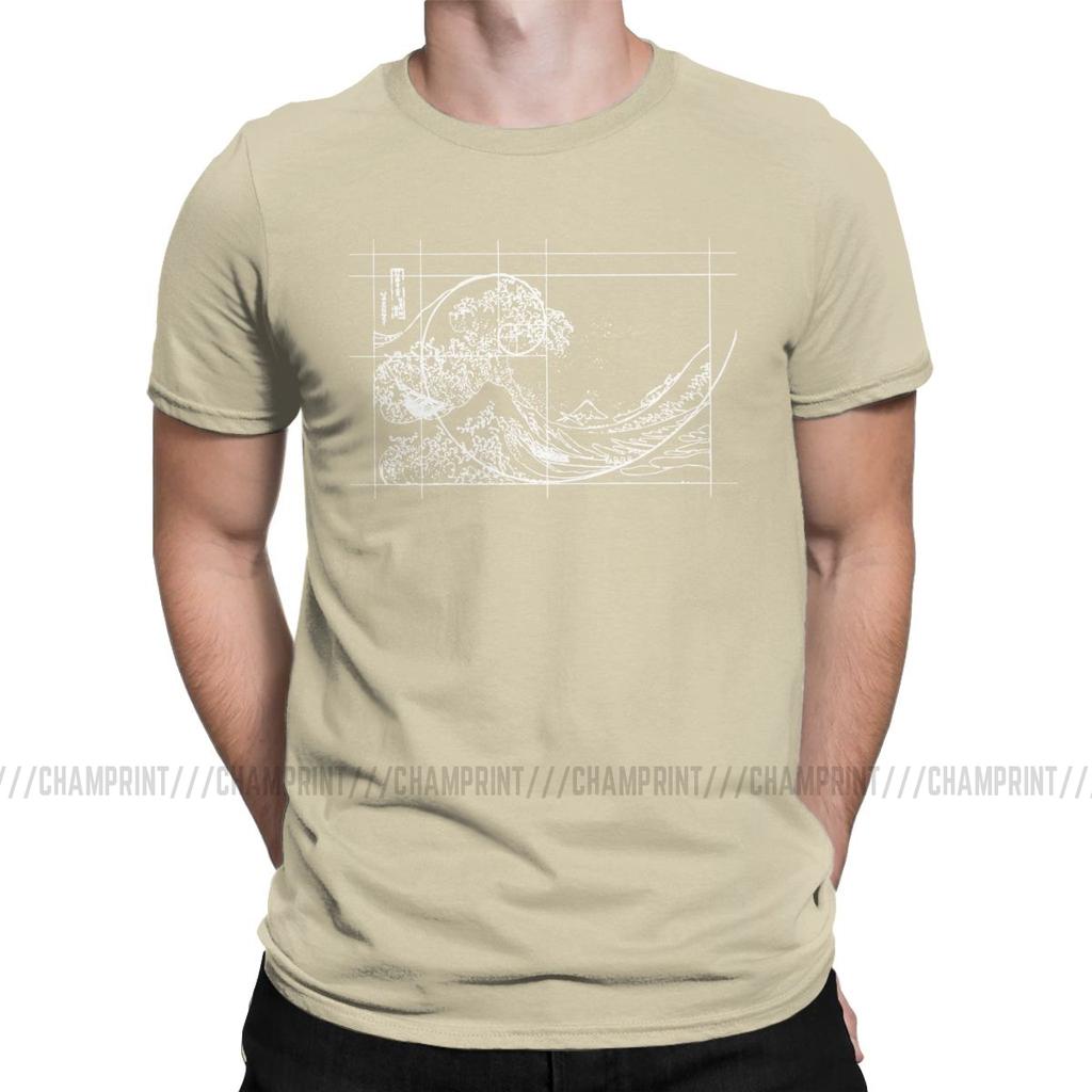 Hokusai Meets Fibonacci Sequence Golden Ratio Men S T Shirt Math Technical Geek Casual Tees Round