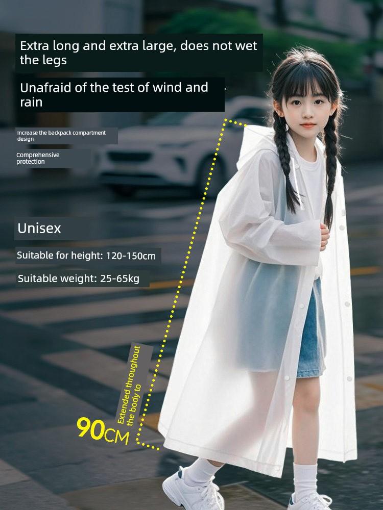 2026 New Model Children's Disposable Raincoat, Can Be Worn over a Backpack, for Boys and Girls Going to School, Rainproof, Thickened, Portable