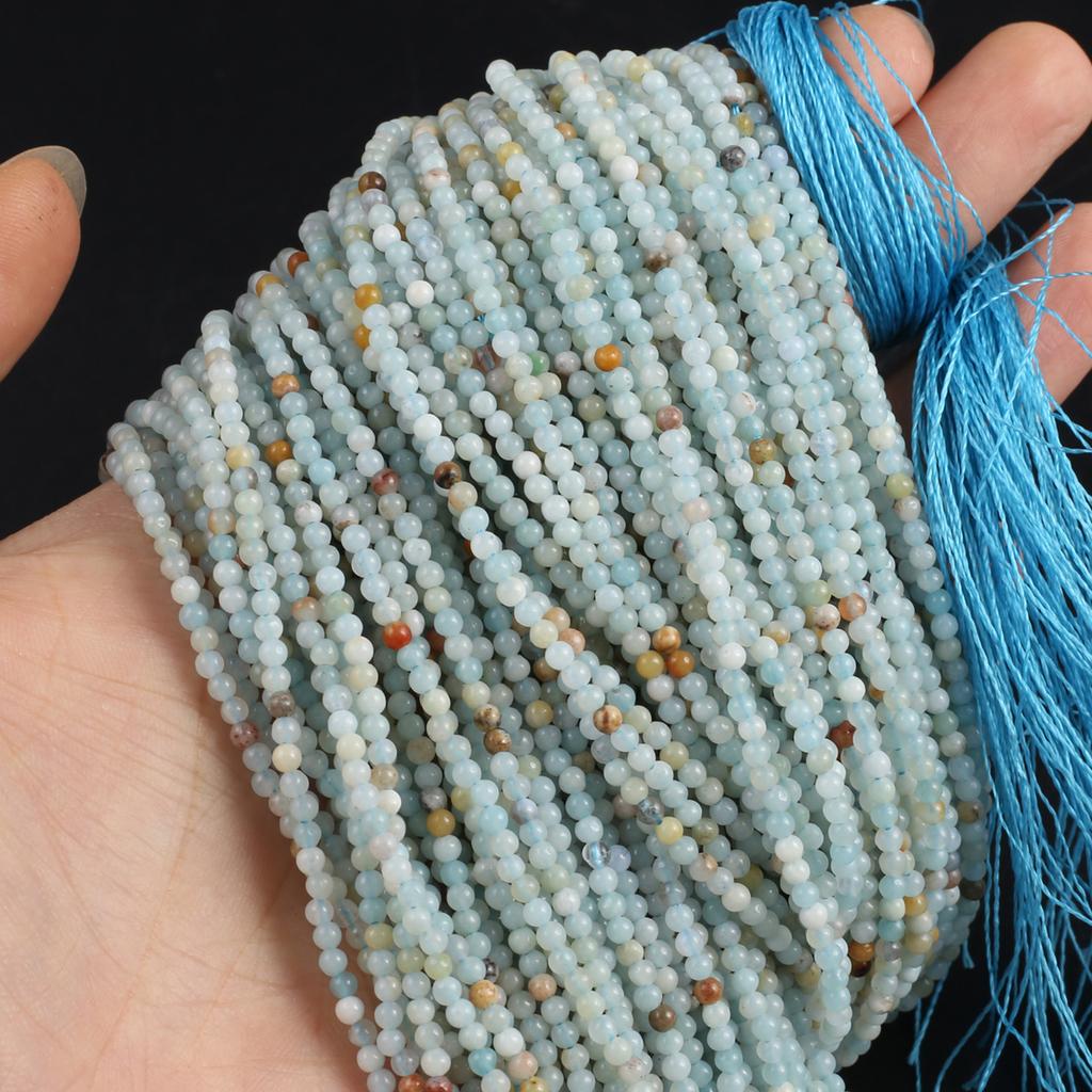Граненые бусины 2 мм из натурального камня амазонита, круглые изолирующие бусины для изготовления ювелирных изделий, ожерелье, браслет, серьги, аксессуар
