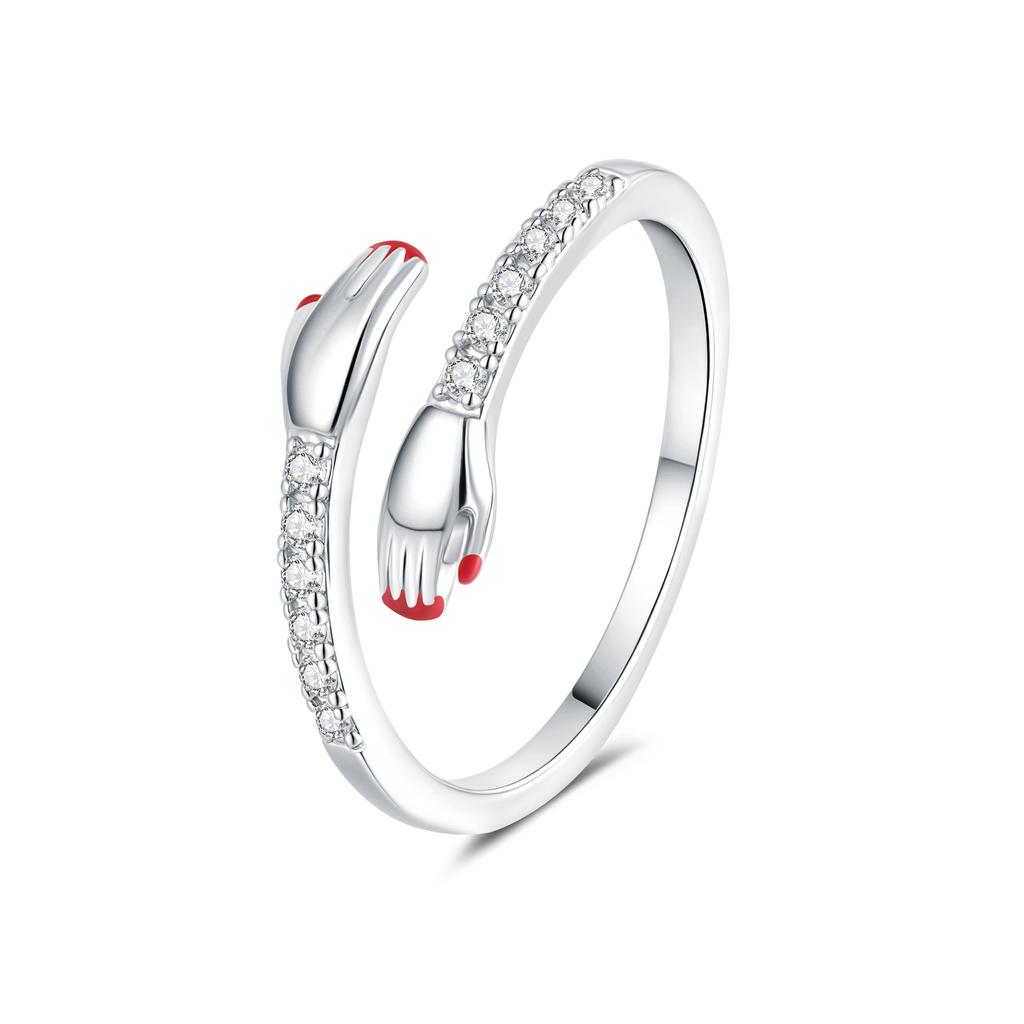 2026 Ring Female Personality Diamond Set Love Hug Ring