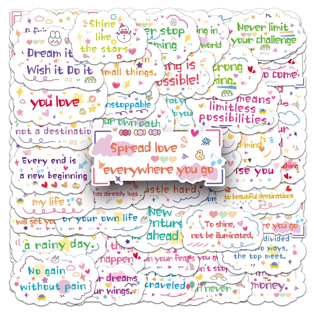 50Pcs Funny Wisdom Sentences Stickers DIY Fashion Waterproof Doodle Decals Stickers