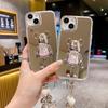 Зеркальный чехол для iPhone11PRO, защитный чехол, серебряные бусины, держатель «Яростный мишка» для Apple 11/XR, чехол для мобильного телефона.