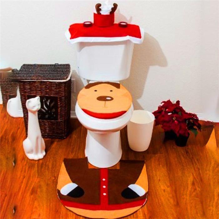 3 шт./набор Фантастический Санта Чехол на сиденье унитаза Рождественский Рождественский Набор для ванной комнаты Домашнее украшение KTY